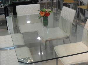 China Rectangle Glass Top Table Desk , Thick Glass Table Transparent wholesale