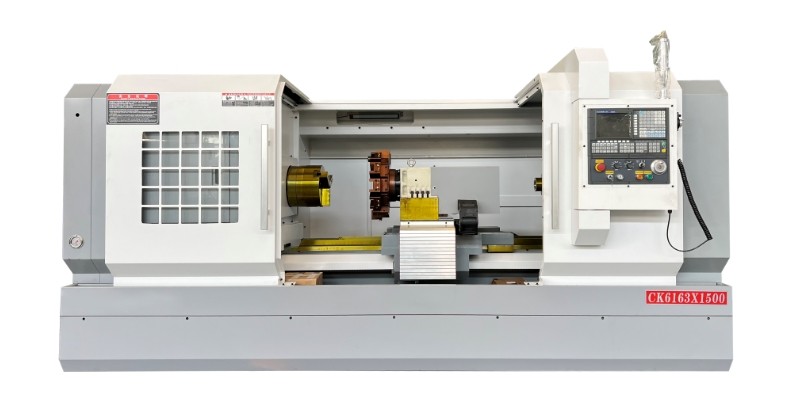 CNC Lathe Flat Bed Machine Driven Turret CK6163x1500mm Distance Between Two Centers