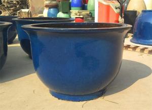 China Round 60cmx37cm Blue Ceramic Outdoor Garden Pots wholesale