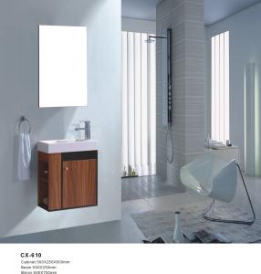 China Wall Mounted 50cm Wide PVC Bathroom Vanity with Marble Countertop wholesale