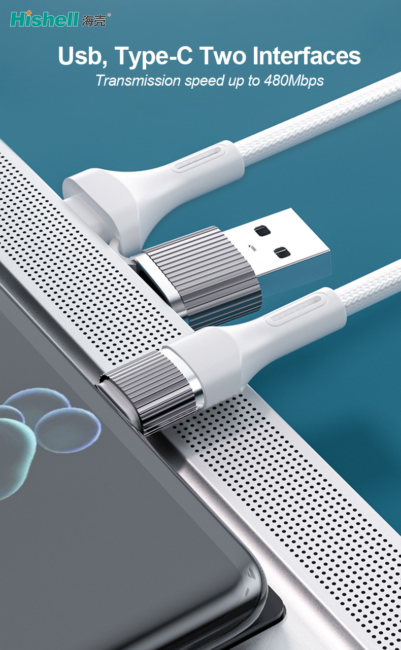 Braided Mobile Phone Data Transfer Cable , Antiwear Data Cable Type C Fast Charging