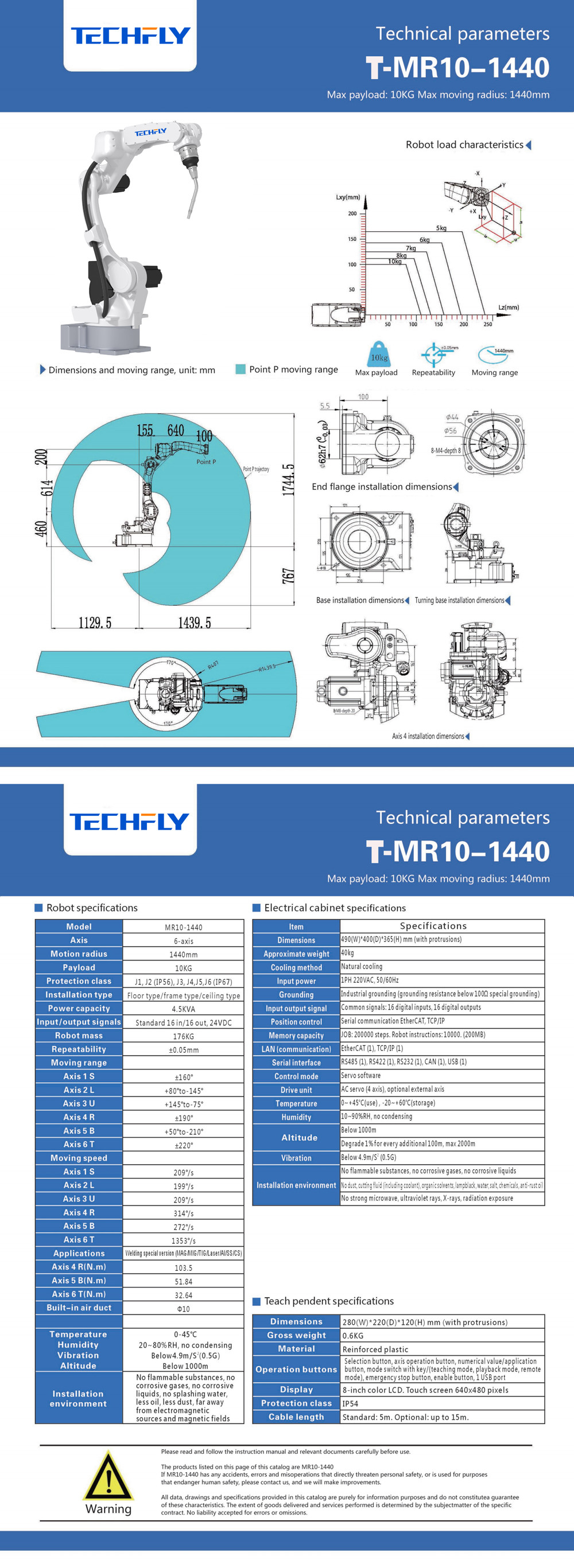Arc welding robot T-MR10-1440 for Gas protection argon arc laser aluminum stainless steel for metal parts auto parts