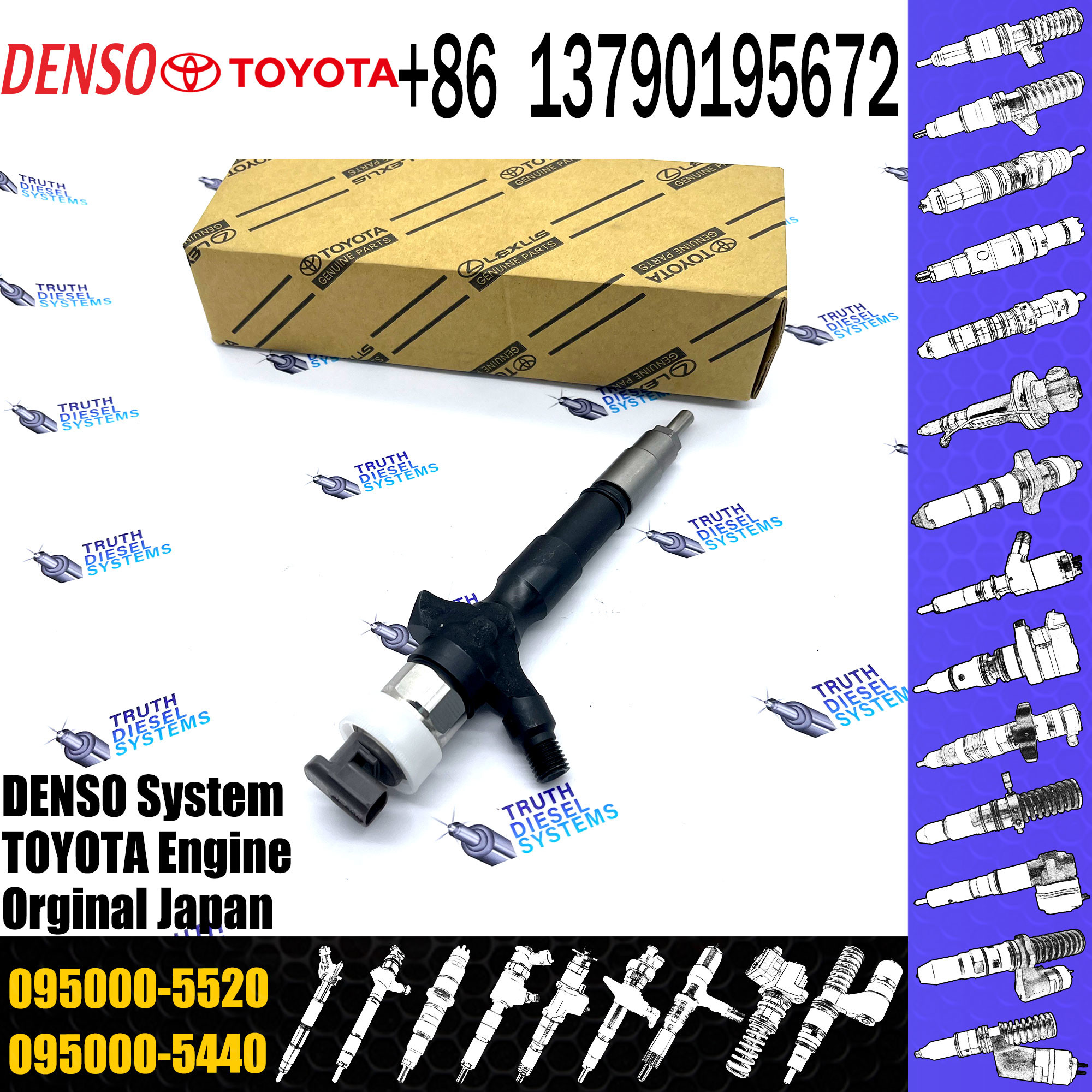 High Quality diesel fuel injector 095000-5520 For TOYOTA HILUX 2KD-FTV 23670-0L010