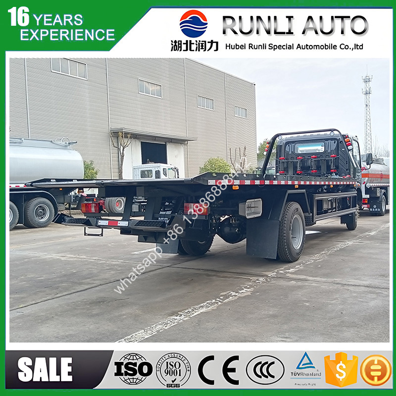 4x2 Hydraulic Flatbed Tow Truck 6T Load, 5mm Anti-Slip Steel Plate, Centralized Control System