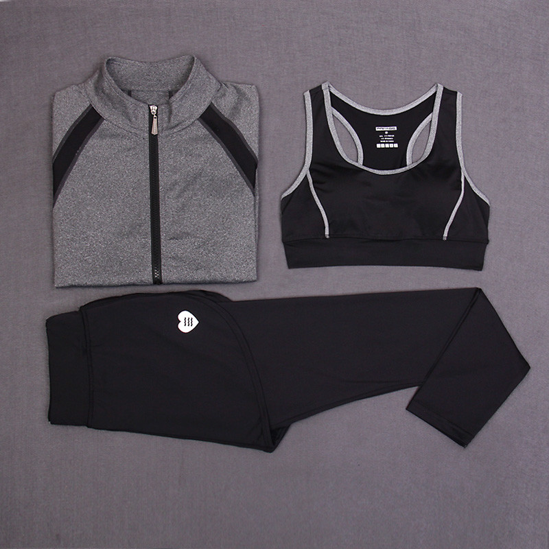 CPG Global Multi-Color Breathable 3 Pieces Sets Long Sleeves Gym Running Racerback Sports Bra with Yoga Pants T1017