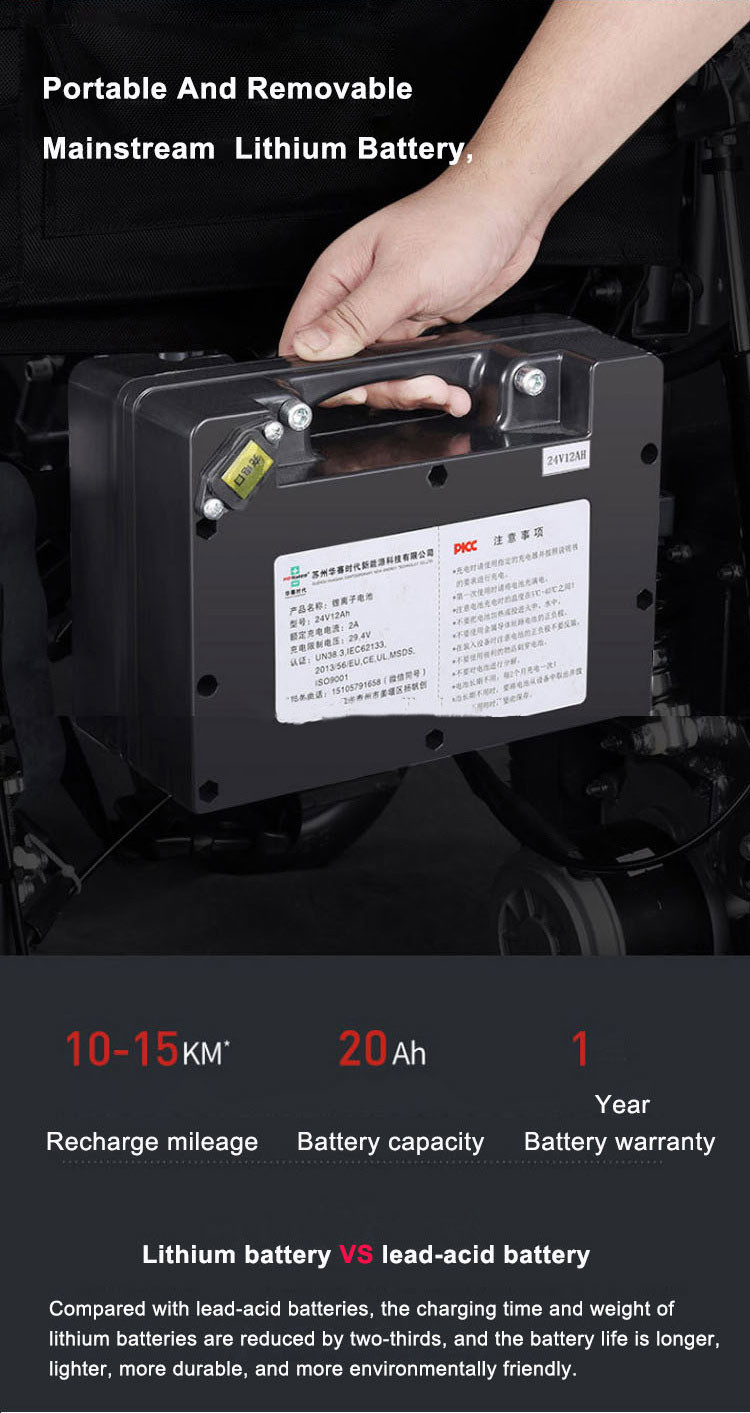 Metal Motorized Foldable Power Electric Wheelchair LightWeight