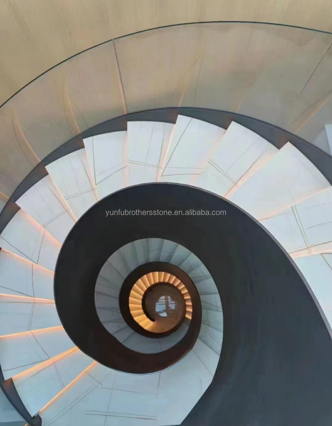 Modern Panda White Calcite Marble Staircase Stone Decorative Marble Stairs at Hallway