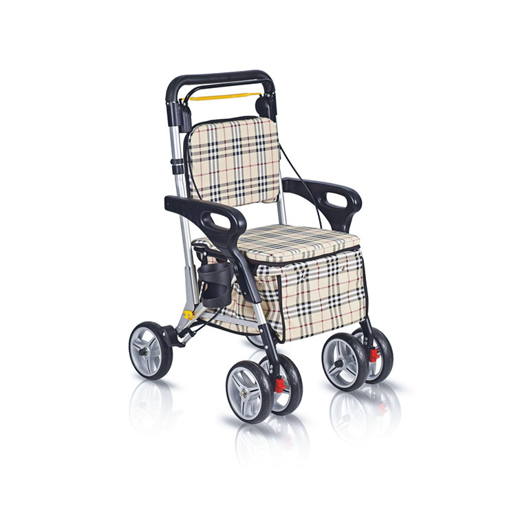 Aluminium Medical Rehabilitation Equipment Lightweight Rollator Walker With Seat