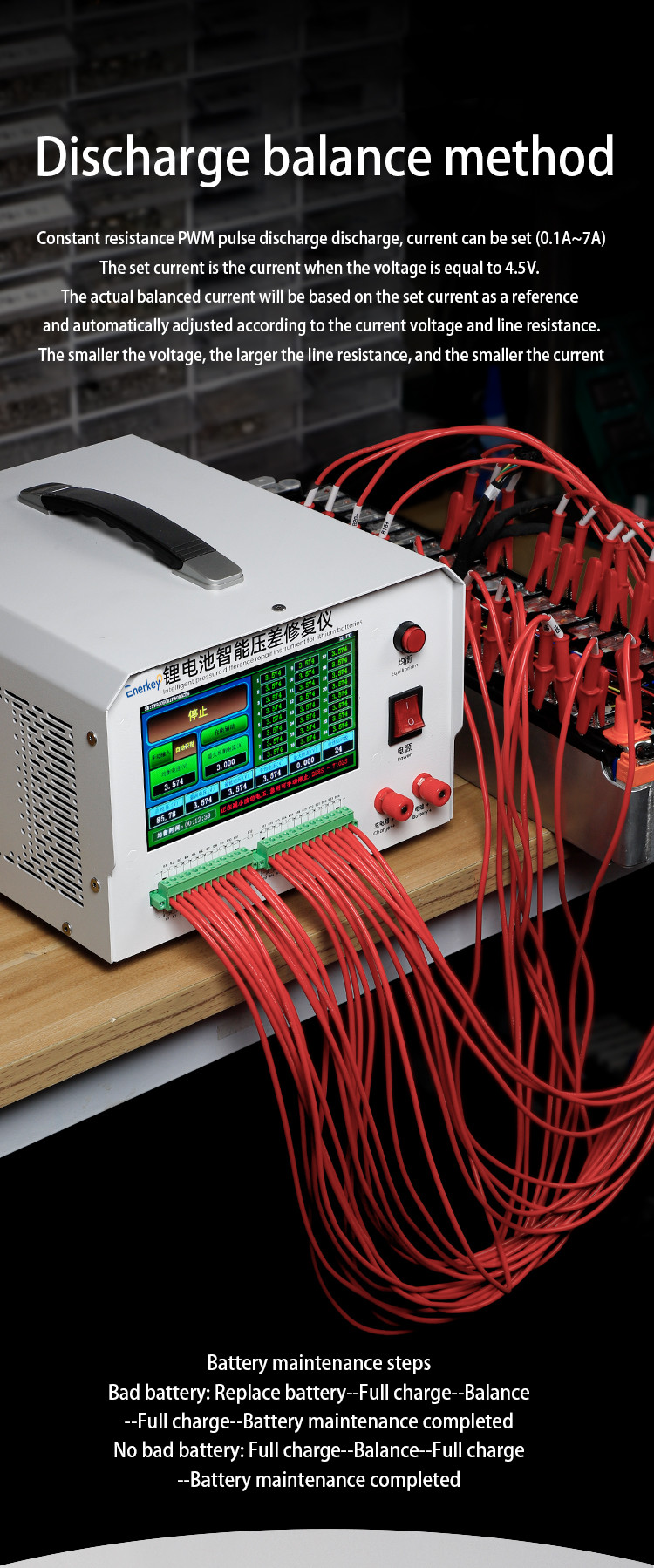 1A-7A 24S Intelligent Battery Repair Machine for NCM/LFP/LTO Battery 12V-102V 4.3inch Colorful Display