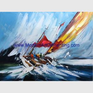 China Sailing Boats Oil Painting, Hand Painted Seascape Oil Painting For Wall Decor wholesale