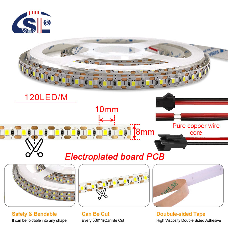 3000K 8mm 120leds SMD2835 Led Light Strips for Home Room Decorative Lighting Solution