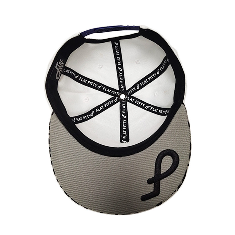 ISO9001 Custom Snapback Caps 6 Panel Mens White And Black Sublimation 3d Embroidery