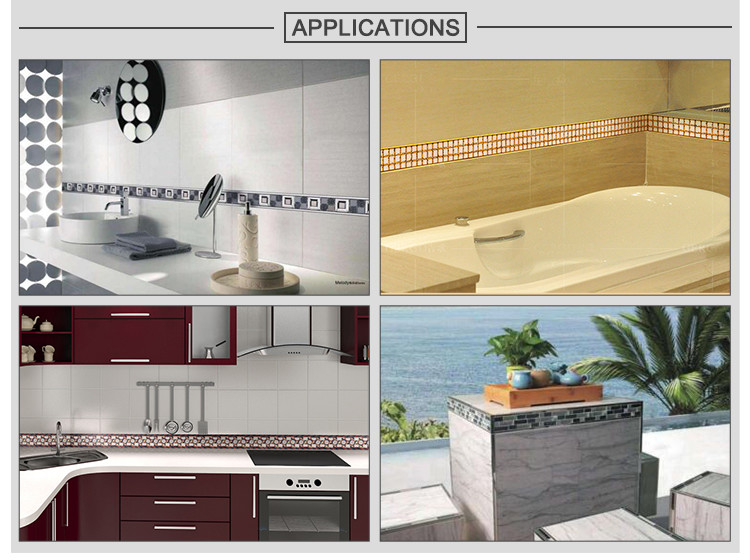 Crystal Glass Listello Tile Trim 10mm , Mosaic Tile Edge Trim Anodizing