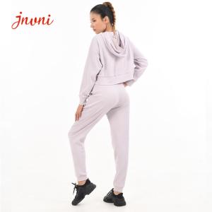 China Womens Loungewear Set Cropped Long Sleeve Sweatshirt Hoodies Set wholesale