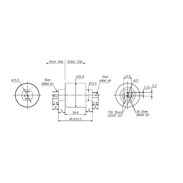 Large Current Cable Reel Slip Ring 2 X 5 Amp / 2 X 14 Amp Long Life Span