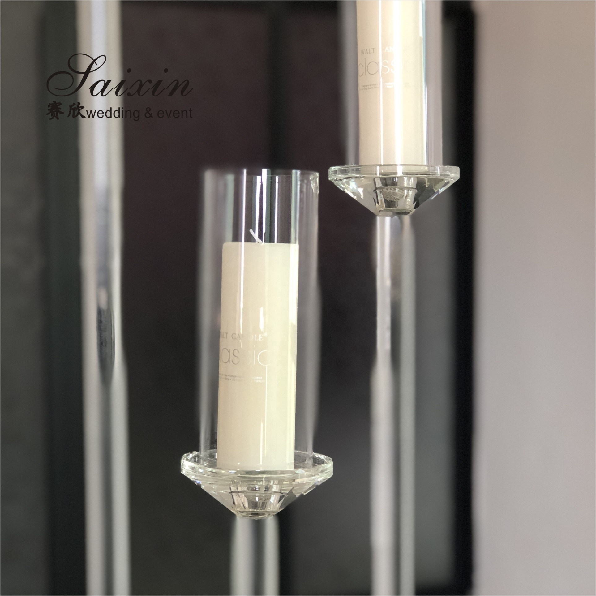 10 Candle Holder Stand Crystal Gold Table Decor 10 Arm Glass Candelabra 145cmx100cm