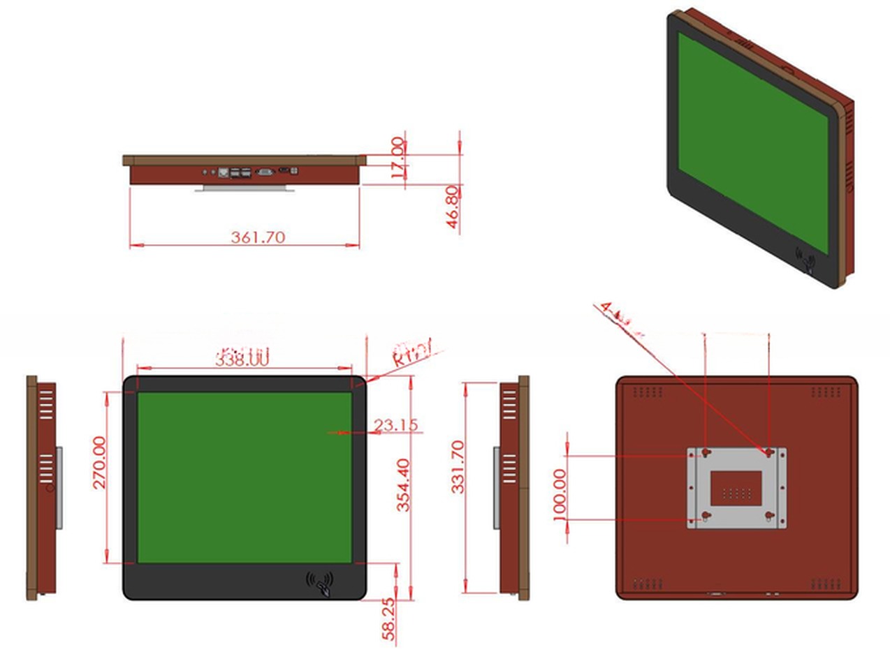 Industrie Waterproof 17 Inch Capacitive Touch Screen All In One Computer With NFC RFID Reader Windows Linux