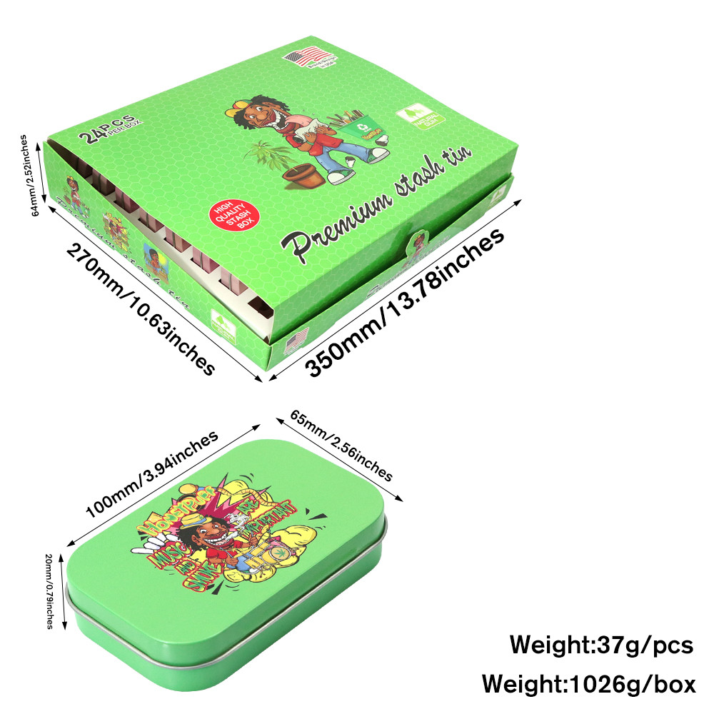 High Quality Premium Stash Tin Custom Design Gift Tin Box Hinged Decorative Tin Container