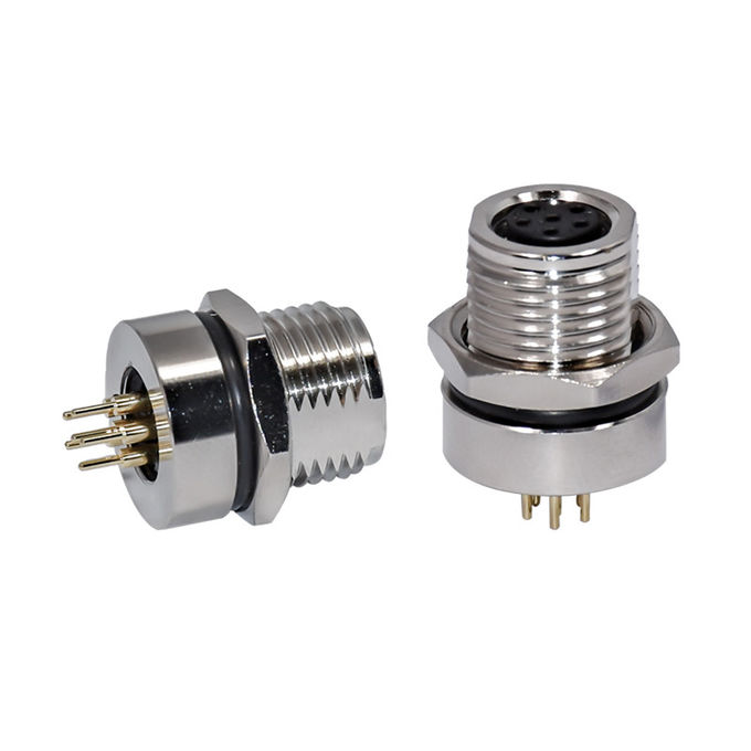 M8 Auto Female 6pins Front Cricular Screw Panel Mount Connector IP67 Socket