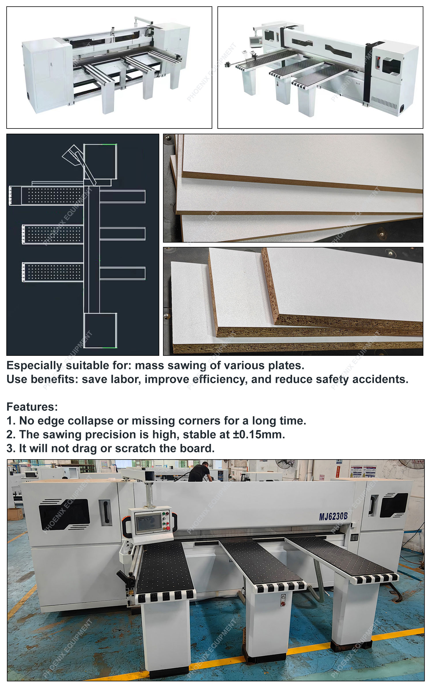 Wood Cutting Automatic Computer Panel Saw Machine MJ6230B for Furniture Industry