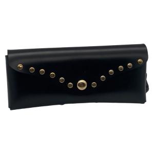 China Black Customizable Leather Glasses Case Embossed Logo Easy Carrying wholesale