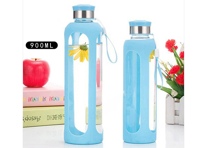 Outdoor Custom Unbreakable Glass Water Bottles Bpa Free With Sleeve Eco - Friendly