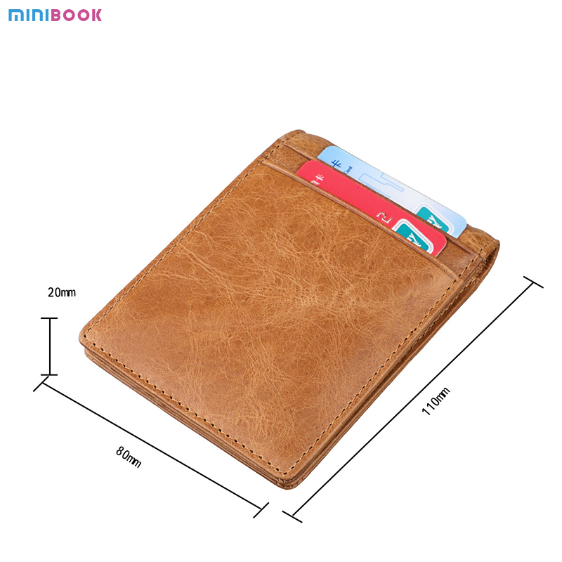 Men's Genuine Leather Money Clip Wallet with RFID Protection and Slim Bifold Design