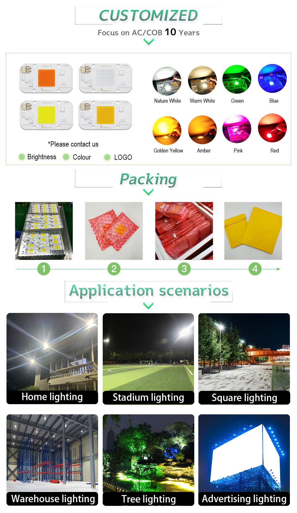 Warm White Light 50 Watt Cob Led Chip Energy Saving Design Superior Waterproof