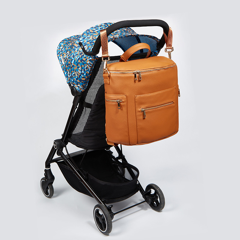 OEM ODM Travel PU Leather Backpack Diaper Bags 31*18*33cm