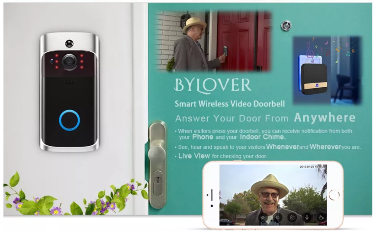 1080P IPS Smart Video Doorbell Waterproof 850nm Infrared Wireless Ring Bell