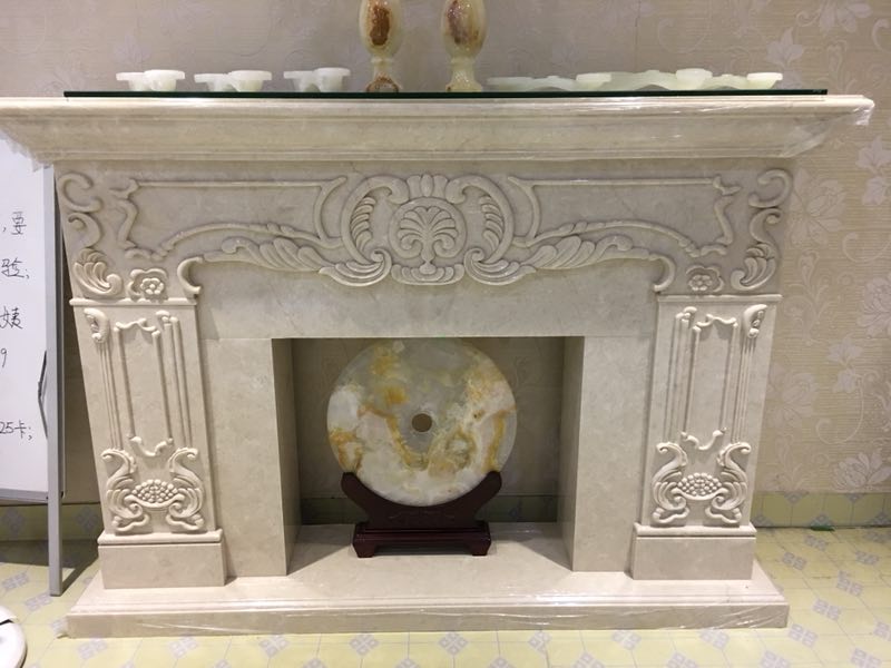 Customized Design Solid Marble Fireplace Surround Flame Resistance