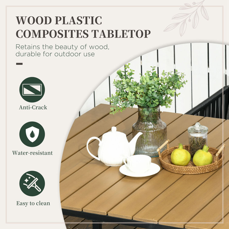 Modern Design Style Folded Dining Table and PE Rattan Armchair Patio Furniture Dining Set