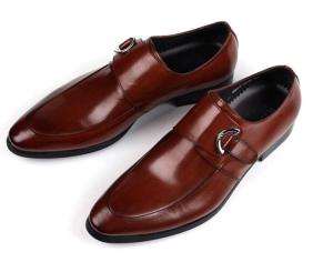 China Black / Brown Burnished Leather Shoes , Leather Monk Strap Dress Shoes wholesale