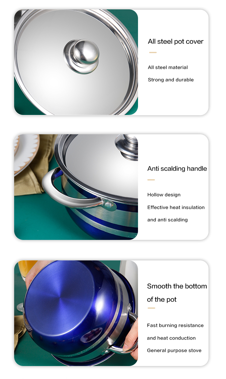 Hot Selling Color Body Soup Cooking Pot Set Ollas Stainless Steel 410 Cookware Set for Kitchen