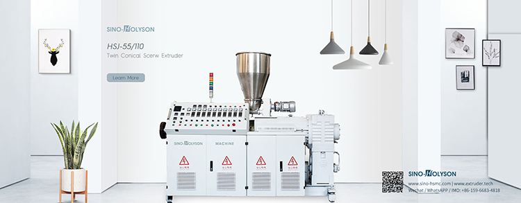 42 Rpm Plastic Conical Twin Screw Extruder 380V 50HZ 3 Phase