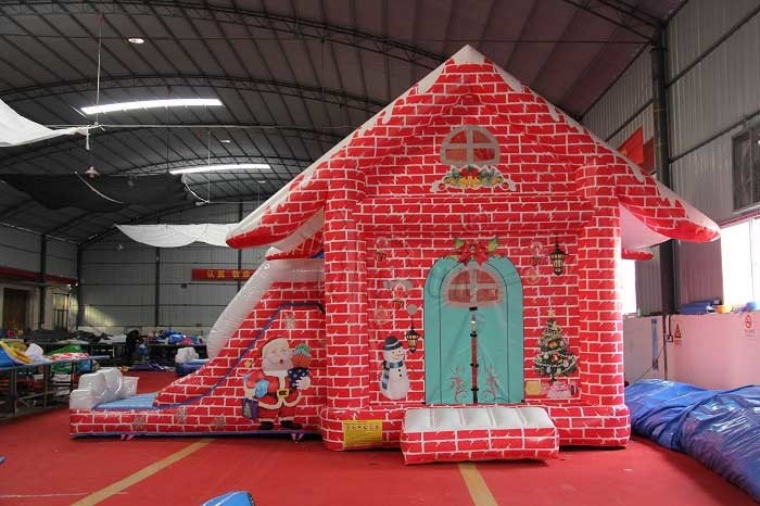 Themed Inflatable Bounce House With Slide For Christmas Eve Normal Structure