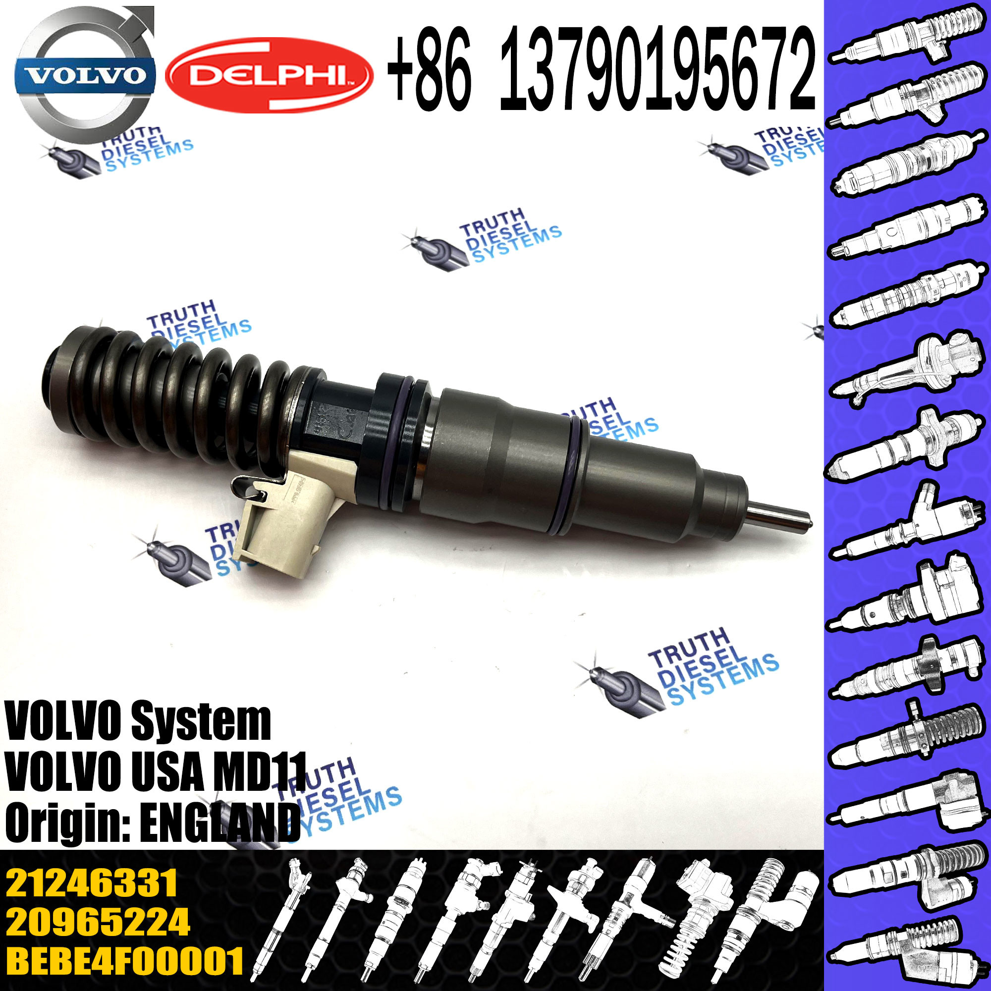 Direct Sale Diesel Fuel Injector 21246331 21028628 BEBE4F00102 For VOL MD11 US07