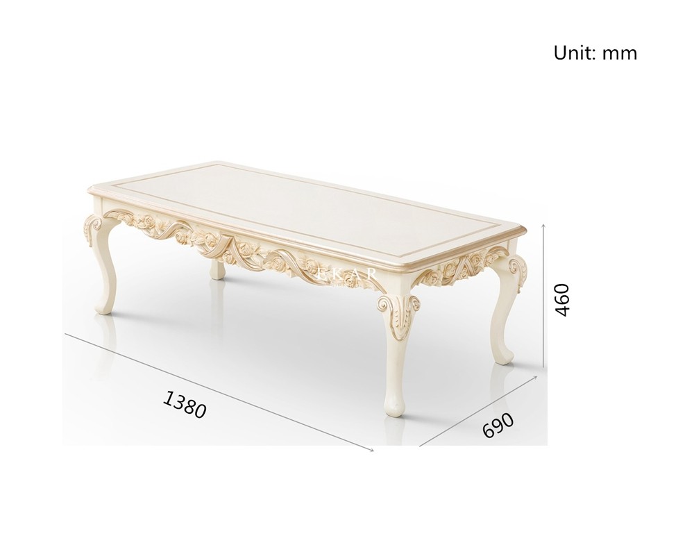 Luxury Antique Rectangle Coffee Table Hand Carved Wooden Coffee Table