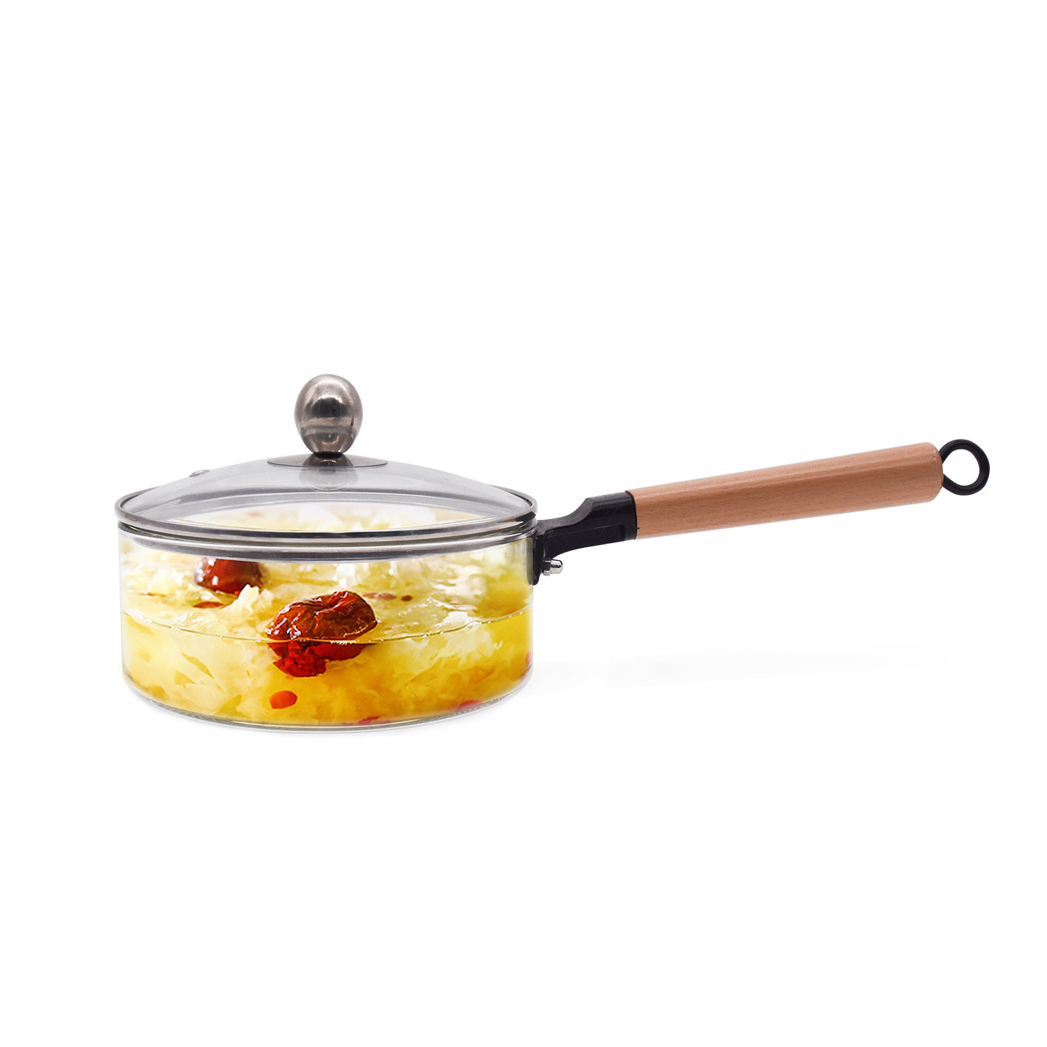 1800ml Clear Borosilicate Glass Soup Pot With Handle