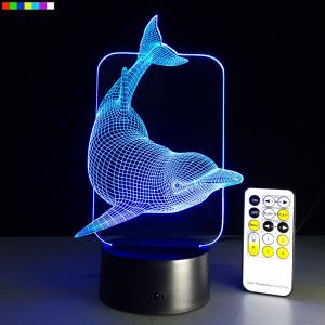 China Animal Dolphin Kids 3D Night Light  7 Colors Change with Remote Control Gifts for Kids or Animal Lover Gift Ideas wholesale