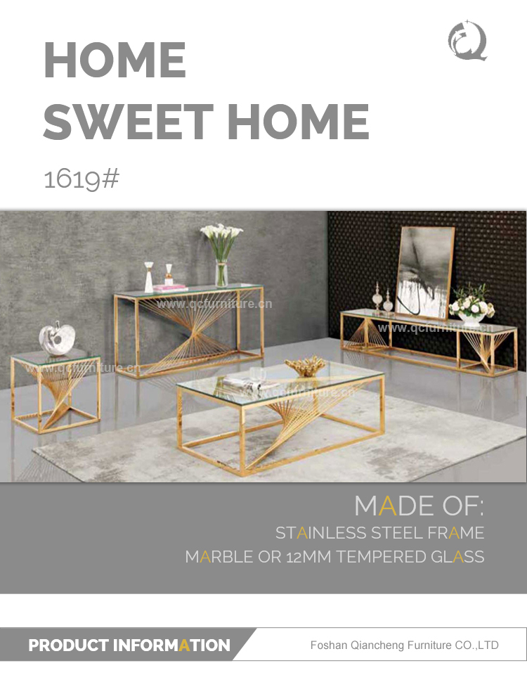 12mm Glass Stainless Steel Side Tables 49x49x51cm Golden Frame