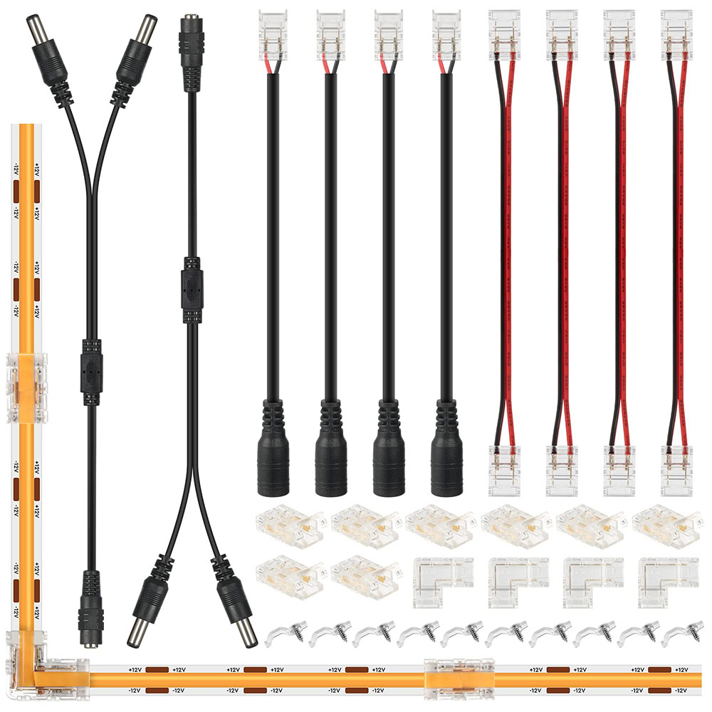 Waterproof IP20 COB LED Strip Connectors for 8mm 10mm Strip to Strip Plastic L-Shaped