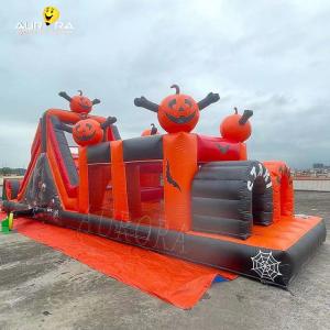 China Outdoor Giant Commercial Obstacle Course Inflatable Halloween Pumpkin Themed wholesale