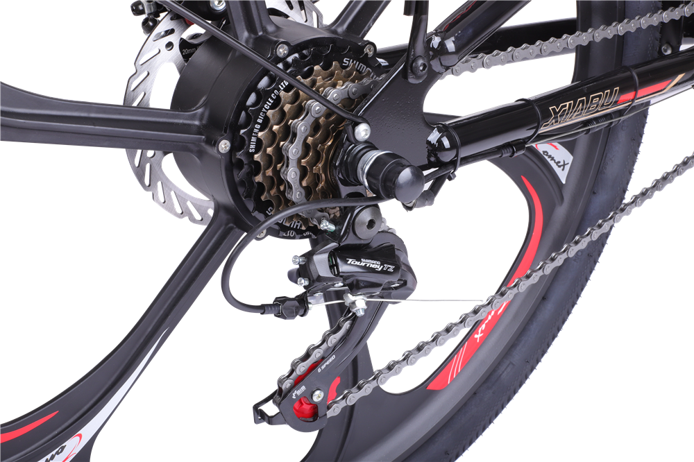 26 inch Rear Hub Motor 24 Speed Mountain Electric Bike With Double Disc Brake 48V 350W