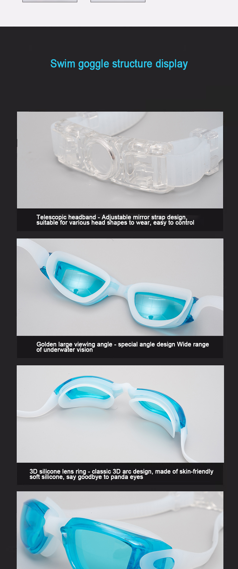 Underwater Sport Adult Swimming Goggles Customized Logo Anti Foggy