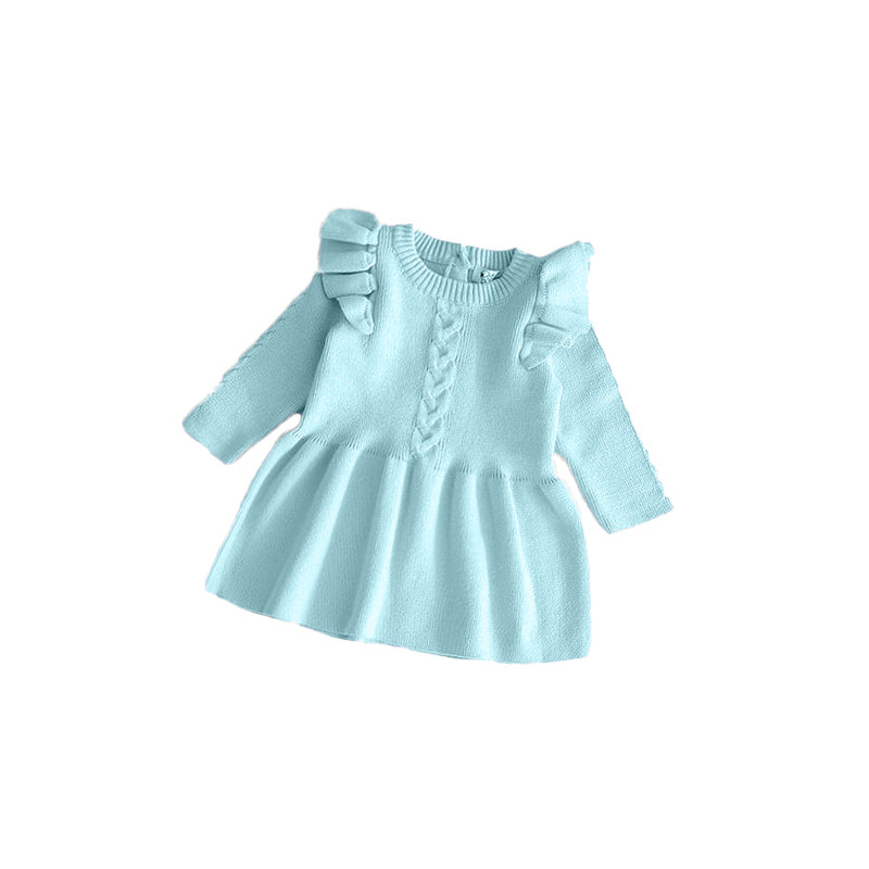 Toddler Girls Knitted Sweater Boutique Princess Dress Pink Mini Dresses For Autumn Winter