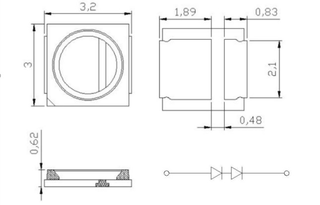 SMD3030 1W 6V 150mA 130-140LM/W High Lumen Led Chip