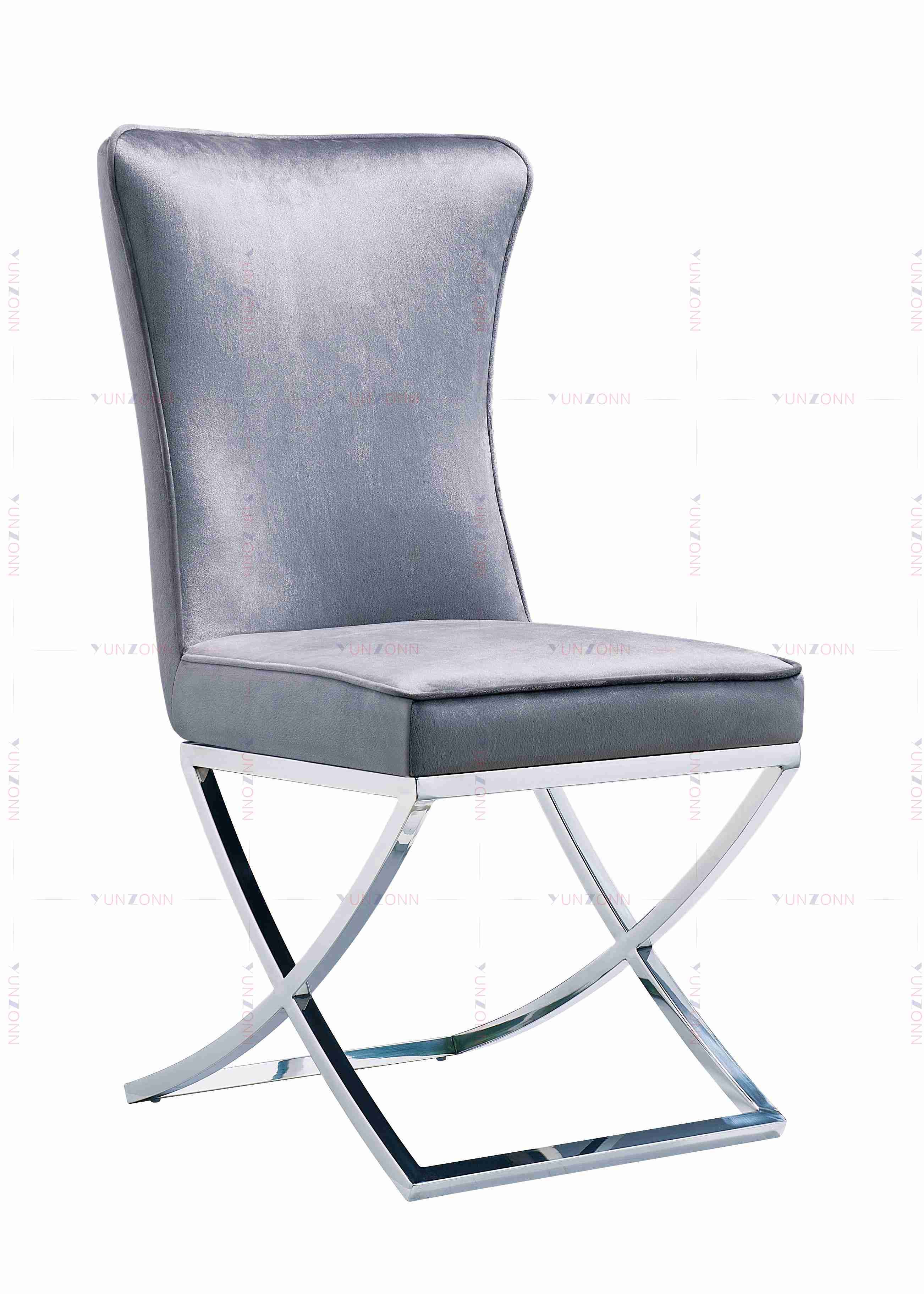 YUNZONN Luxury Fabric Design Stainless Steel Legs Dining Chair
