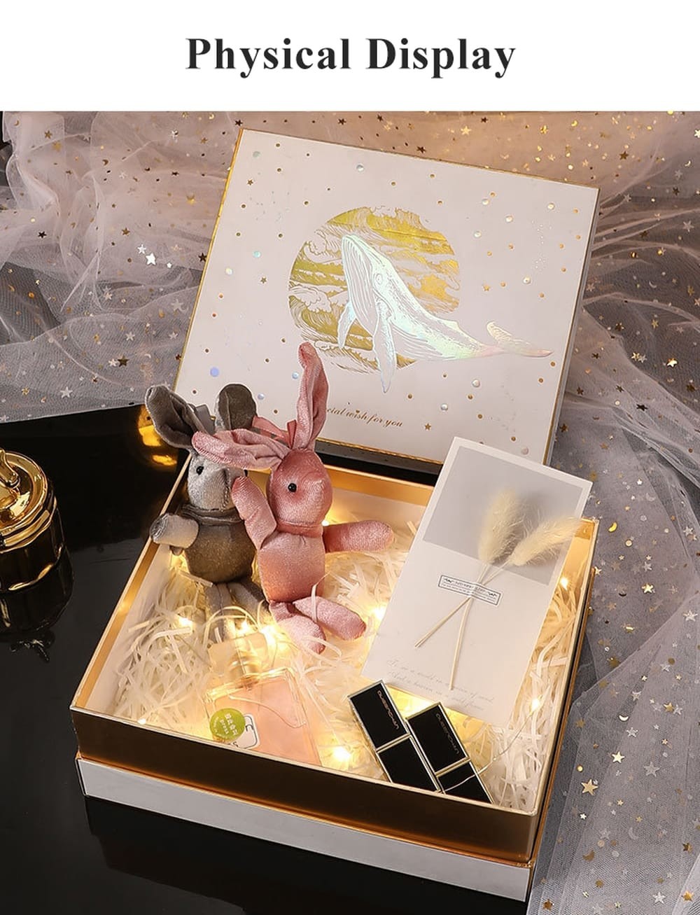 Custom Rigid Shoulder Box , 2 Piece Boxes With Shredded Paper 29*21*9.5cm