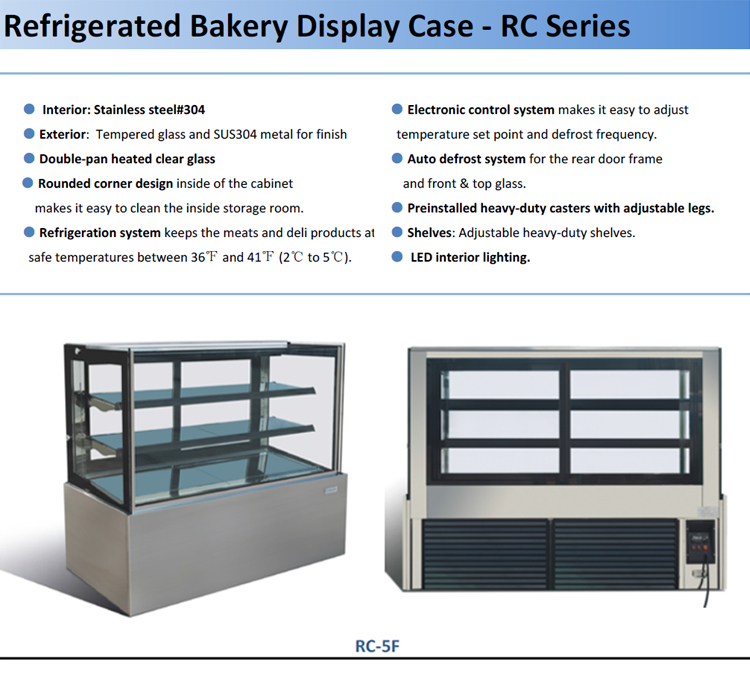 10 CU.FT Square Refrigerated Bakery Display Case Pastry Case 3 Shelves